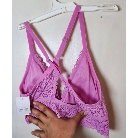 New Auden Women's Purple Lightly Line Bralette Adjustable Straps Pullover Size L - Picture 5 of 5
